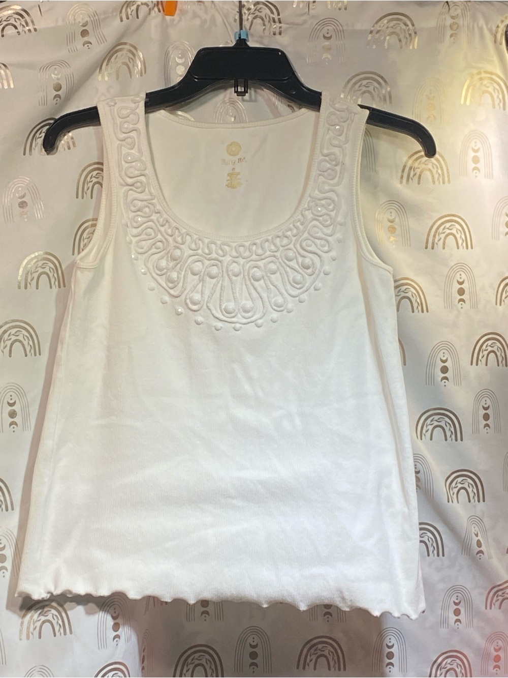 Ruby Rd. White Embroidered Scoop Neck Tank